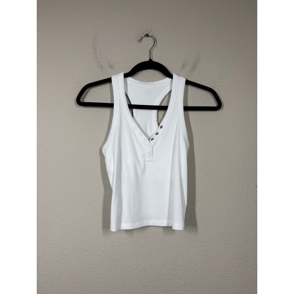 Offline by Aerie Size XS Ribbed Racerback Tank Top White Modal Blend Sleeveless